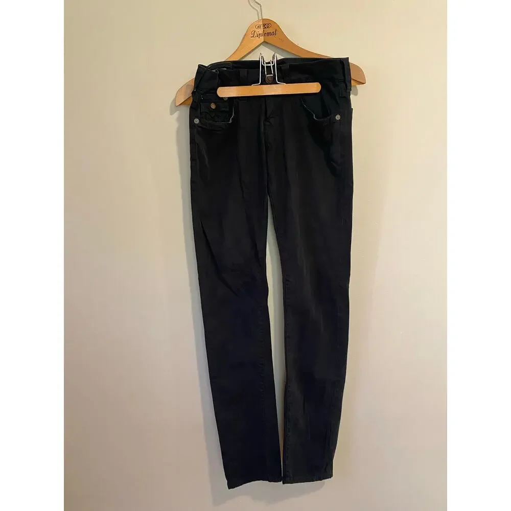 EUC True Religion mens relaxed slim fit geno jeans size 28 black-31x33